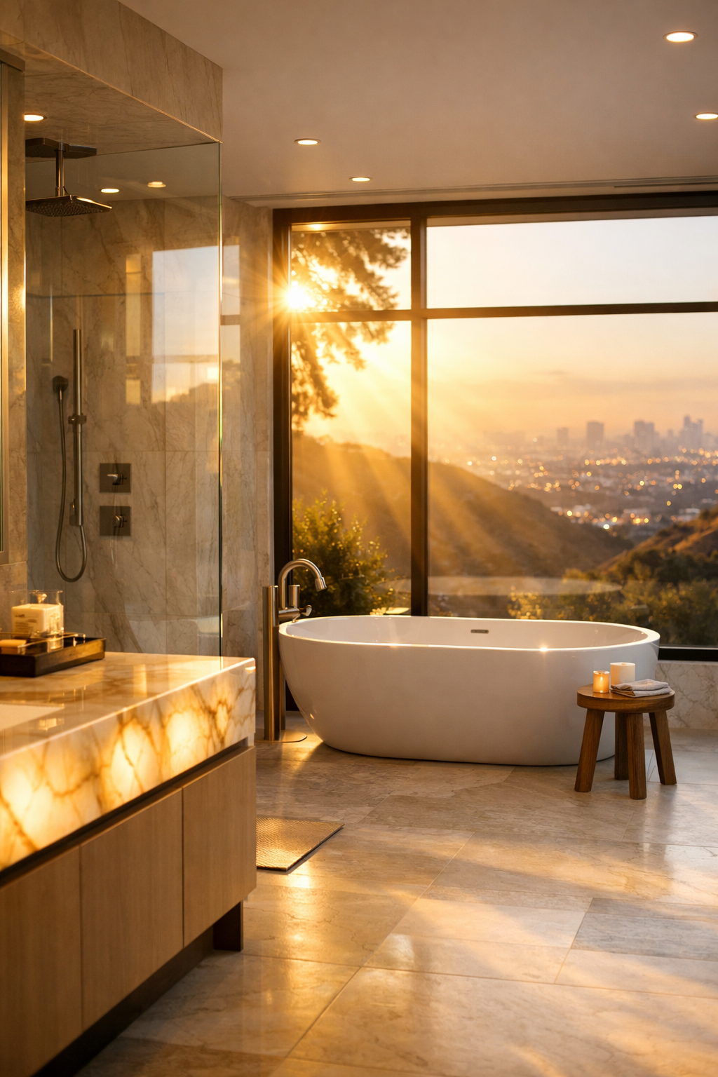 Bathroom remodel before and after in Hollywood Hills by NP Line Design